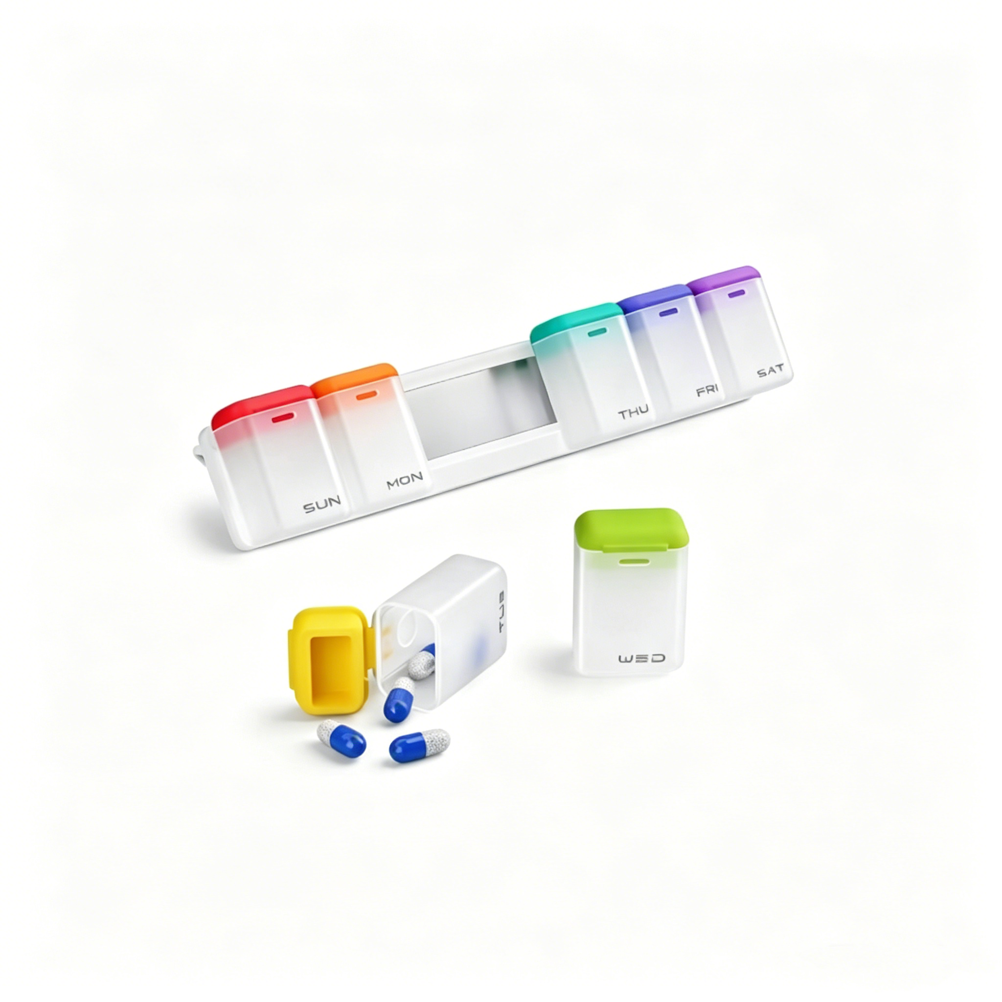 7 Day Pill Box, Magnetic Detachable Weekly Medicine Organizer, Bulk Portable Vitamin Storage Container