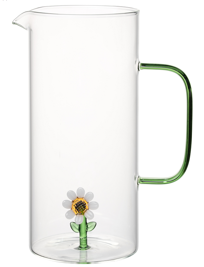 Customizable Borosilicate Glass Jugs Kitchen Household Glass Kettle With 3D Flowers