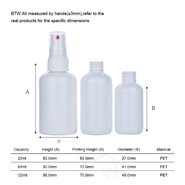 20ml 60ml 120ml Trigger Sprayer Bottles Plastic Clean White Bottle For Cosmetic