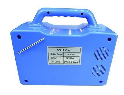 30W portable solar power system solar energy with radio , DC LED lighting with blue color africa market