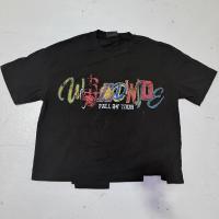 Logo d'impression personnalisé Fabricant Panneau de vêtements de rue Écran boîtier Imprimé T-shirt solaire décoloré Patchwork T-shirt pour hommes