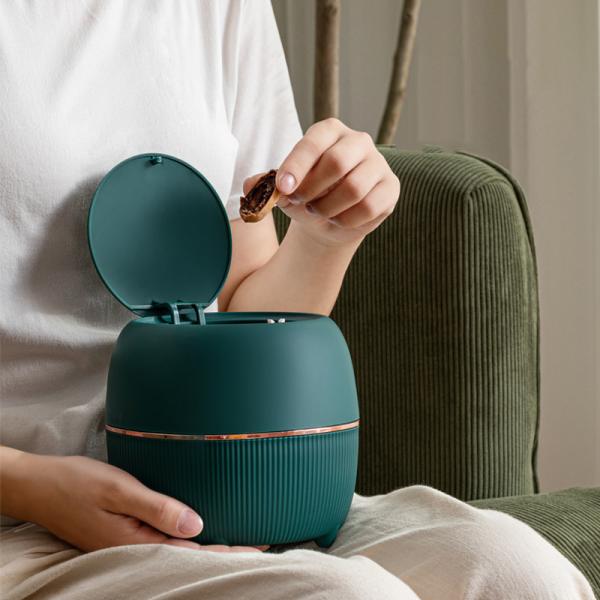 Desktop Trash Can Household Living Room Press Paper Basket Office Pail Paper Basket Dormitory Small Paper Basket with Cover