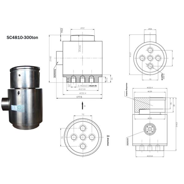 SC4811 Type de compression Style de cartouche 30 tonnes 300 tonnes Cellule de charge 500 tonnes 1000 tonnes Capteur de poids pour applications robustes