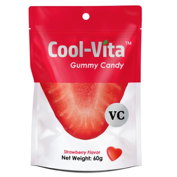 Yummy Fruit Gummy Vitamins Funny Strawberry Designed Heart Shaped Small 60g Per Bag