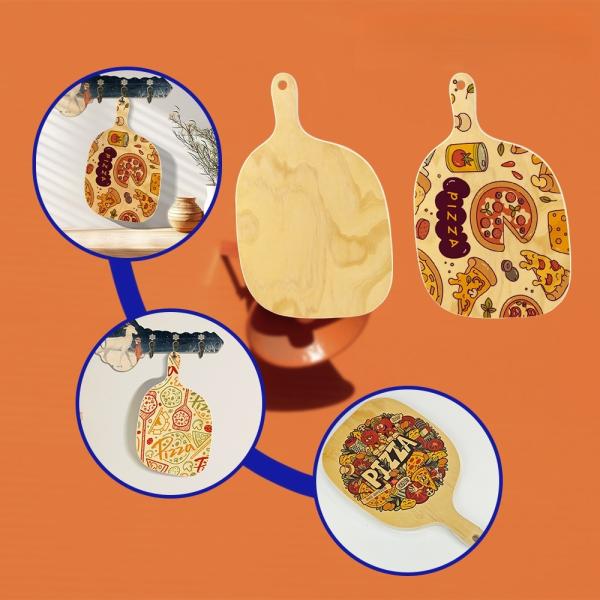Wood Sublimation Pizza Board Custom Logo Irregular Oval Plywood Cheese Board For Kitchen DIY Wood Chopping Block