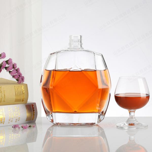 Customized Flat Glass Bottle 375ml 500ml 750ml 1000ml Whiskey Liquor Bottle for Home Bar