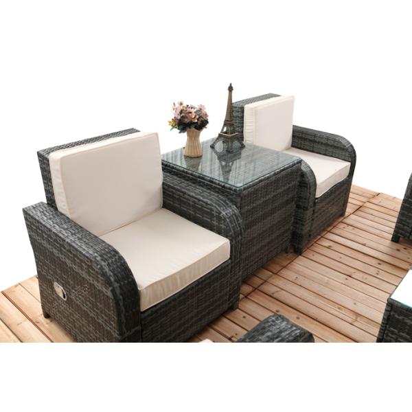 6 PCS Chair Back Adjustable Rattan Sofa Set With Powder Coated Steel Frame