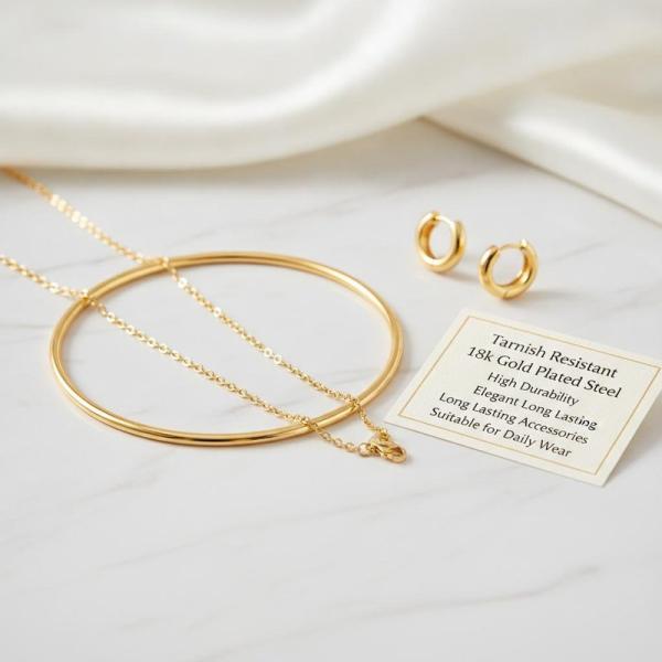 Tarnish Resistant 18k Gold Plated Steel Jewelry High Durability Elegant Long Lasting Accessories Suitable for Daily Wear