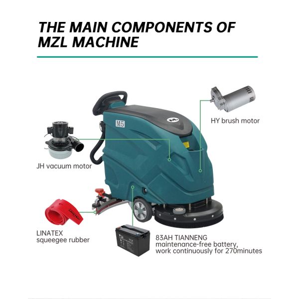 50L 13.2Gal Commercial Walk Behind Sweeper Small Auto scrubber For Warehouse Supermarket