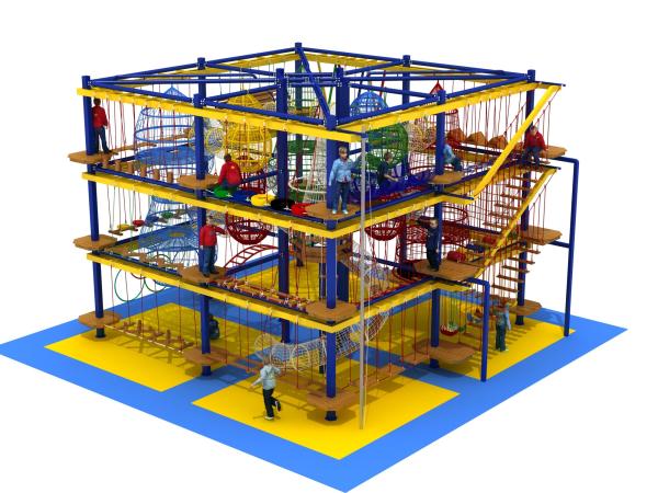 children climbing equipment challenging game area rope course with one level