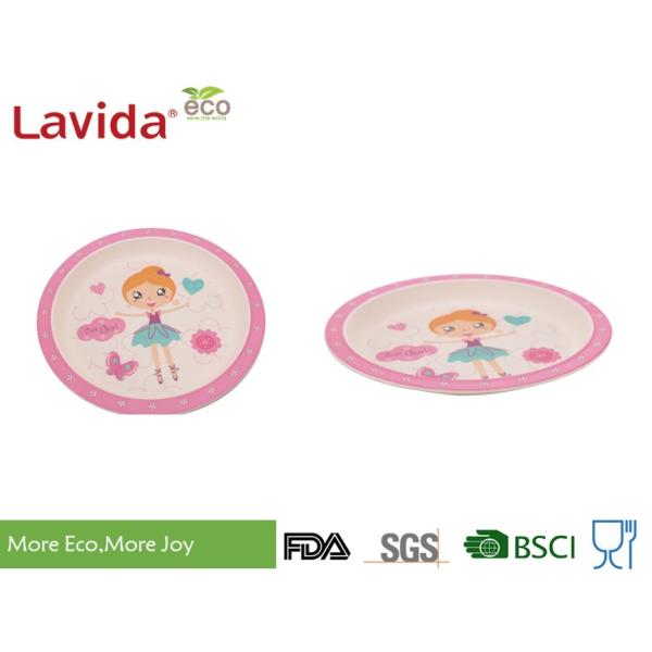 BPA Free School Bamboo Childrens Dinner Set , Round 5 Pieces Baby Bamboo Dinner Set