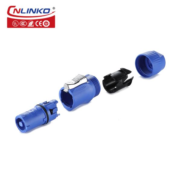 CNLINKO Waterproof Three Pole Cable Connector 3 Pole Plug Powercon Connector