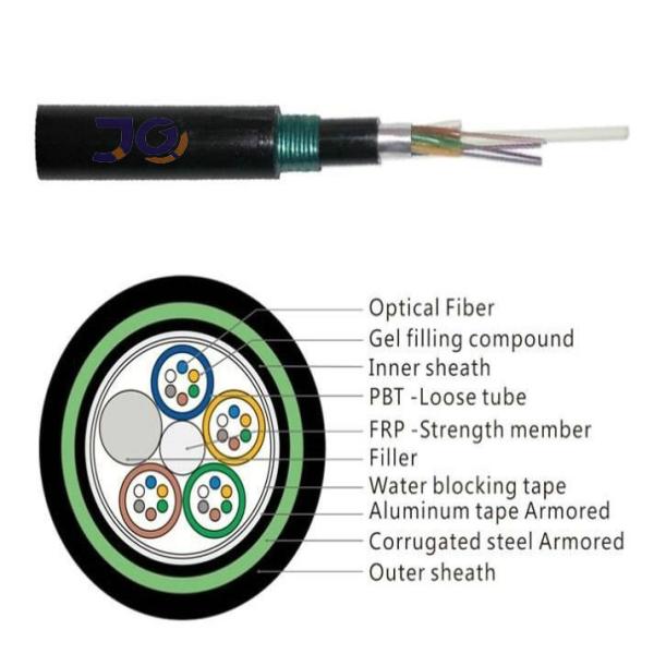 Câble optique enterré souterrain de fibre du noyau GYTZA53 24