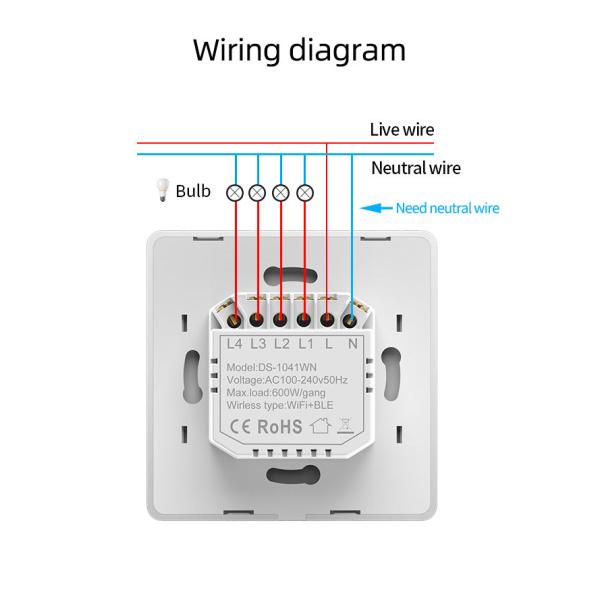 Свет шатии ABS 2 умный на с белизне переключателя Wifi шатии RF433 3