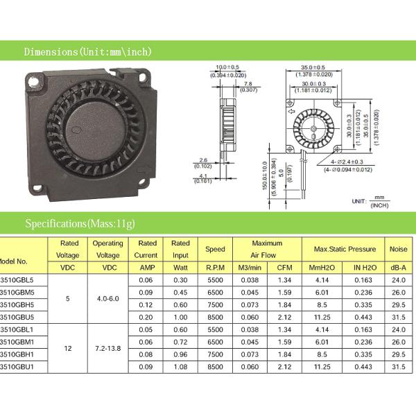 3510 35x10mm 3.5cm 35mm micro blower cooling fan