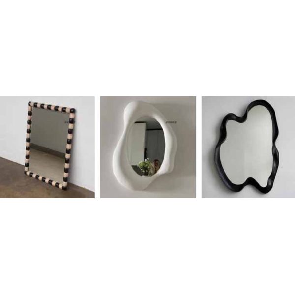 Customized French Room Decorative Large Mirror Wavy Mirror Design Wooden Frame Irregular Shape Dressing Mirror