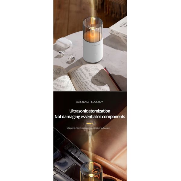 Flame Design Portable Aroma Car Diffuser Humidifier 120ml Capacity OEM Color Size