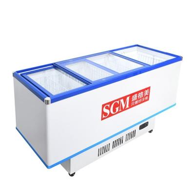 Supermarkets Seafood Refrigerator Displaying Frozen Fish Freezer