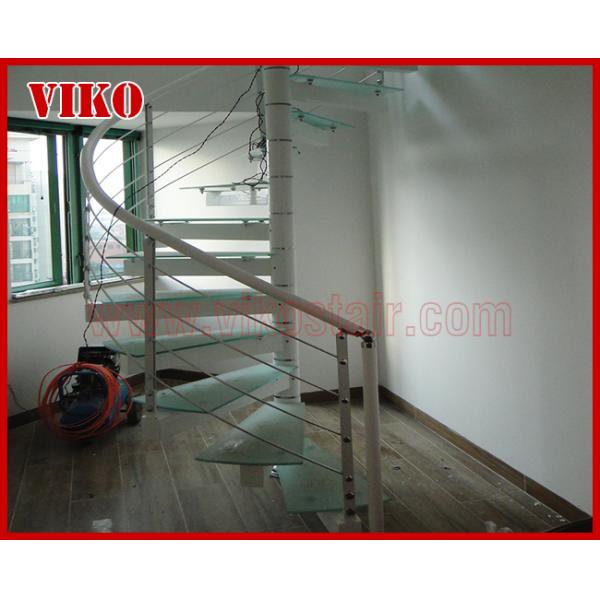 Spiral StaircaseVH40S  Aluminum  Spiral Stainless Steel Stair Tread Glass  Curved Glass Handrail 304 Stainless Steel