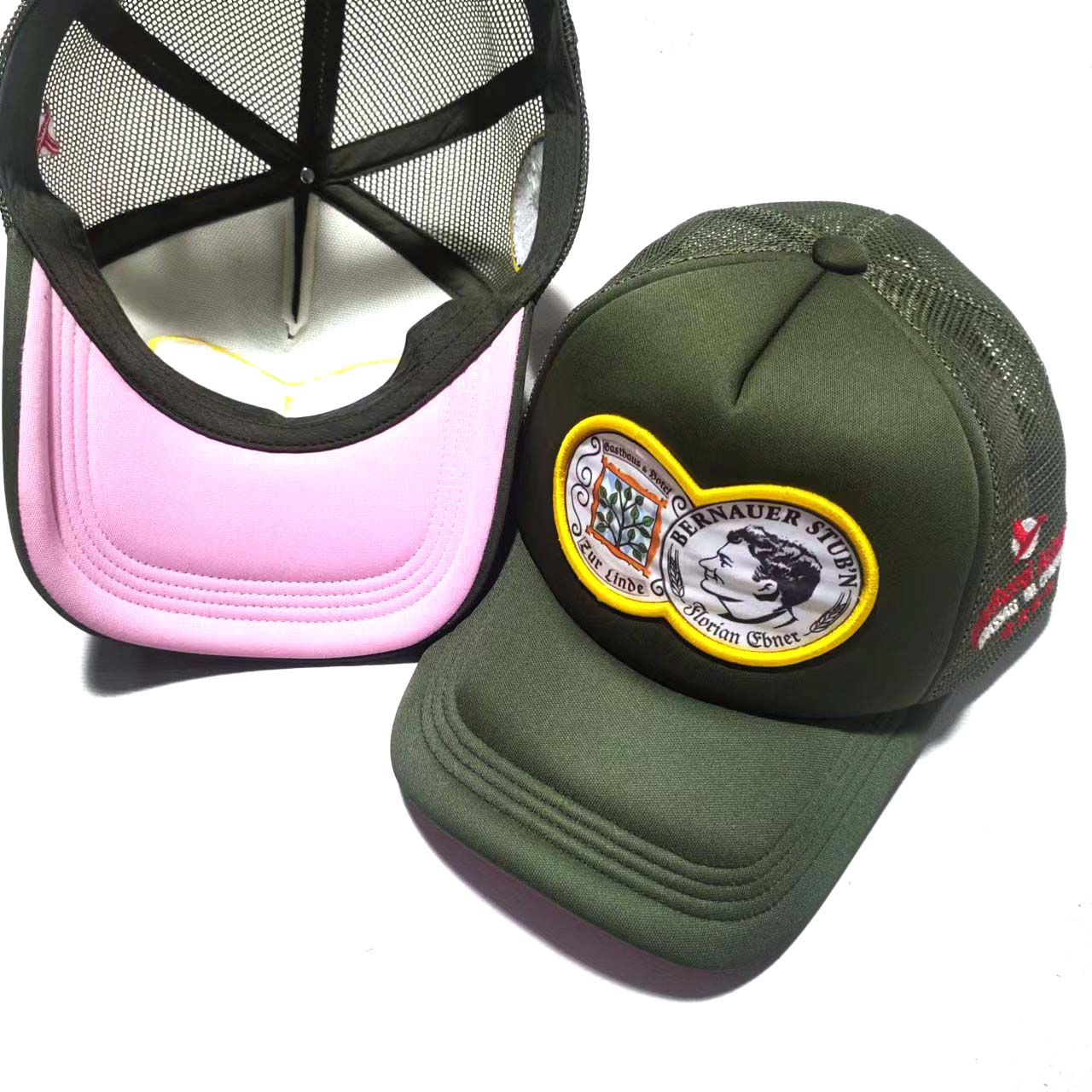 3D Embroidery Foam 5 Panel Trucker Hat Print Patch Snap Back Green Cap
