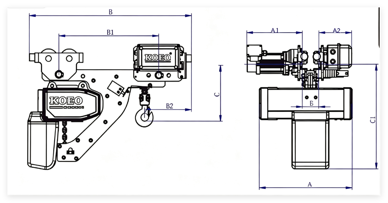 CE ISO Certified Low Headroom Electric Hoist High Precision Low Headroom Trolley Hoist