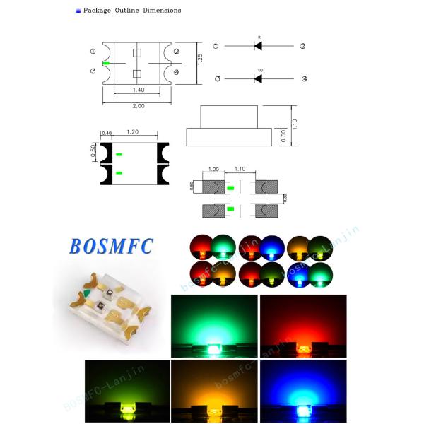 Устойчивый 0805 Bi Color SMD LED Emitting Diode Красный и зеленый поверхность установленная 2012 20mA