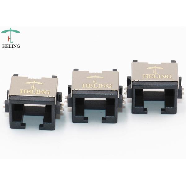 Brass Shielded Low Profile RJ45 , Tab Up Female Lan SMT Connector RJ45 Waterproof