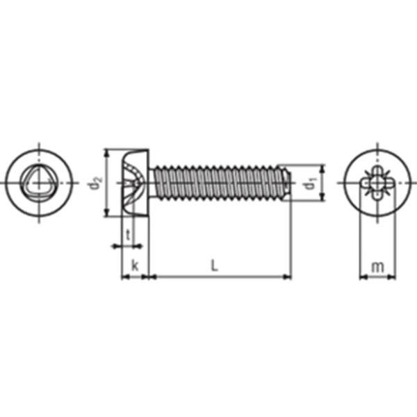 M6 Phillips Drive Pan Head Thread Forming Screws Harden Steel Zinc Plated Fastener