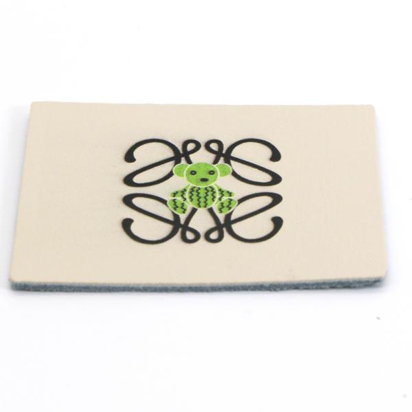 Printing White Leather Patch For Jeans Hat Clothes 6.5cm×4.5cm Size OEM