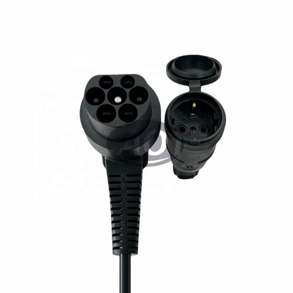 Black EV Adapter Type 2 Male 16A 1 Phase 1 Schuko Socket 0 5M Charger Cable for Electric Motorcycle Anti Theft Cable Black