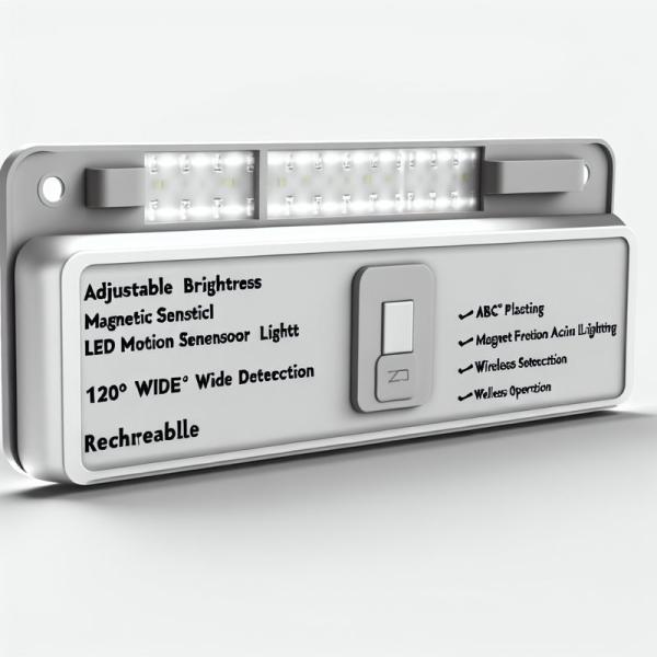 Adjustable Brightness Wireless Rechargeable LED Motion Sensor Light 120° Wide Detection
