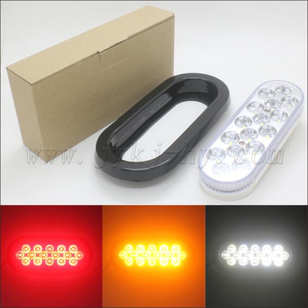12V 24V 6 inch Oval LED Tail Lights for Truck Trailers Strobe Flashing Warning Lights
