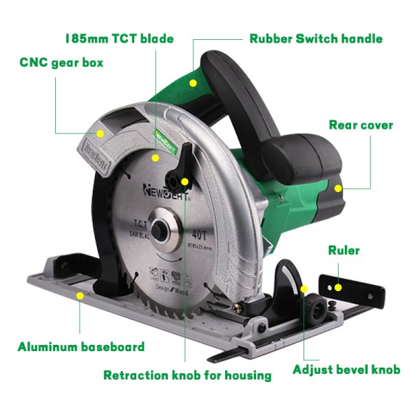 9-Inch Electric Handheld Circular Saw with Inverted Table Function for Woodworking Portable Wood Cutting Power Tool