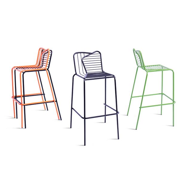 Contemporary Black Wire Counter Stool Space Saving DuPont Galvanized Powder Coating