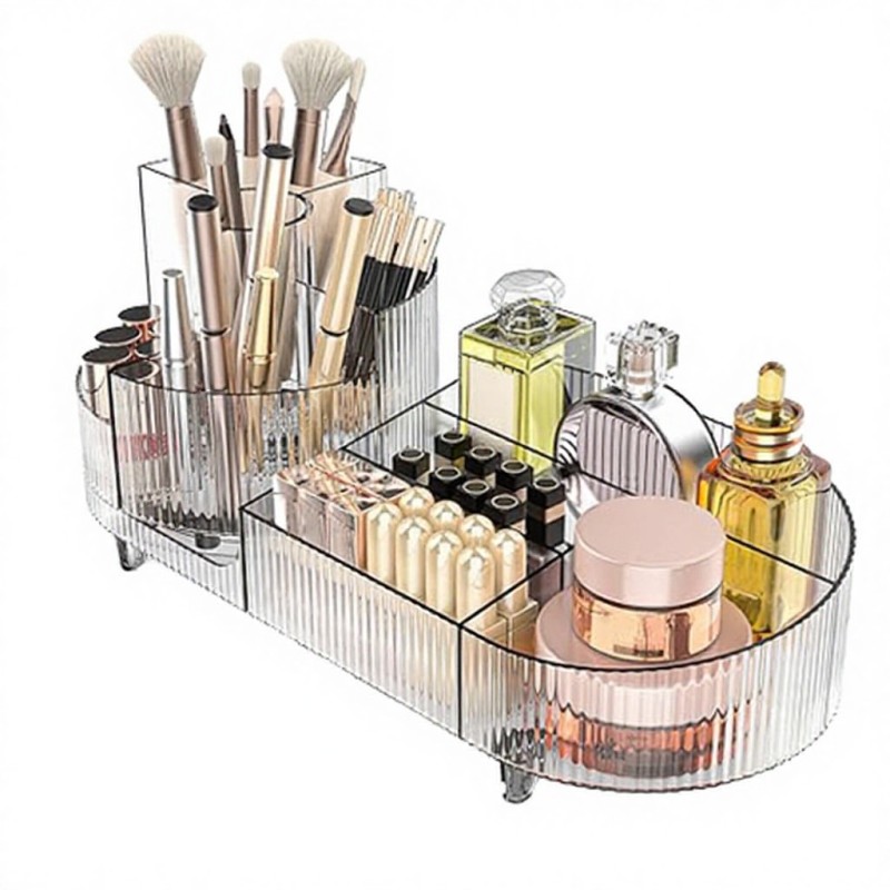 Factory Hot-Selling Modern Minimalist Style Large Capacity Rotatable Transparency Plastic Storage Box for Cosmetics - Lipstick