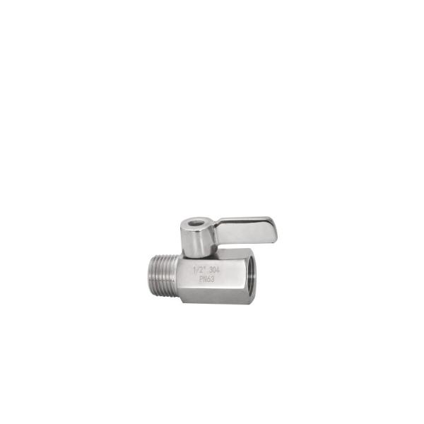 Conexão de fio sanitário Feminino Masculino Pn63 de aço inoxidável Mini válvula de esfera com punho Ss