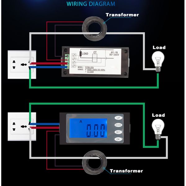AC Digital Multimeter 80-260V 20A 100A Voltage Amperage Power Energy Time Meter PZEM-061