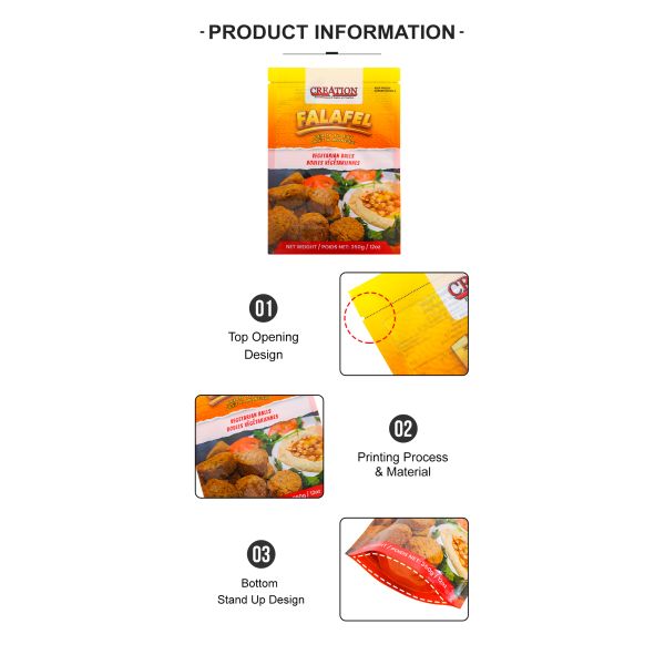 Custom Printed Food Packaging Bag Food Grade Laminated Stand Up Bag For Fried Food