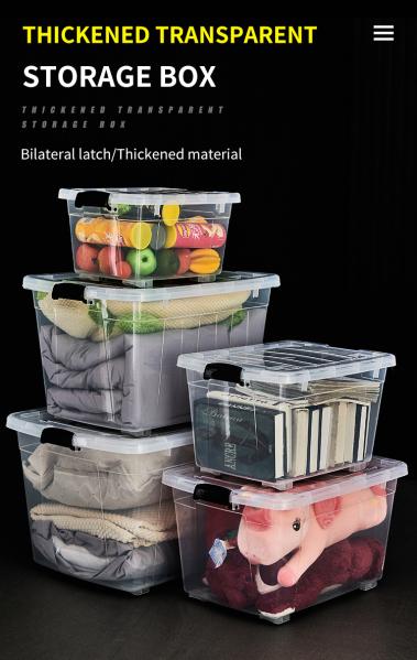 Recyclable Bin Household Multifunction Large Stackable Clothes Clear Transparent PP Container Box Plastic Storage Boxes Bins With Lid Wheels