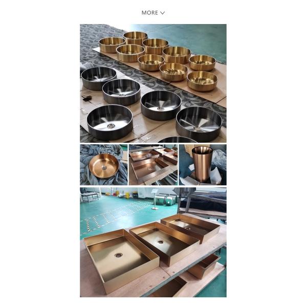 Gold Basin Bathroom Stainless Steel Sink , Combo Artistic Vessel Sink Washing Bowl Set