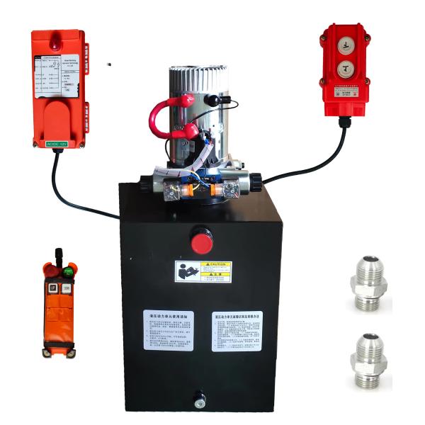 DC12V Double Acting Hydraulic Pump Unit Wireless Control With 8 Quart Metal Tank