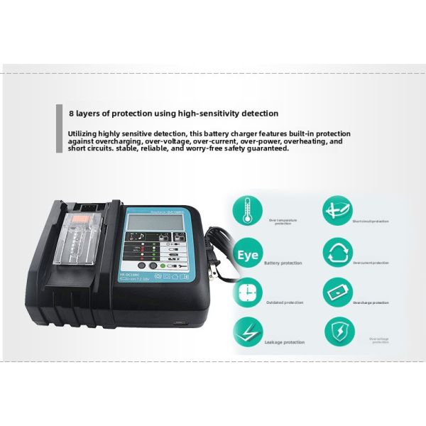 Fast Charger Compatible with Makit 14.4V 18V LXT Li-ion Batteries Replacement DC18RC Power Tool Battery Charger