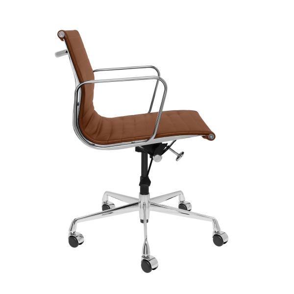 Chrome Aluminium Frame Ribbed Office Chair Brown Color Gross Weight 18.3 Kg