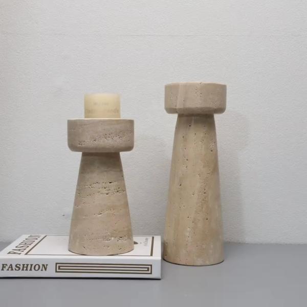 Decoração do lar Art Candle Holder Candelabra Stone Candlestick Stand Aromaterapia Holder