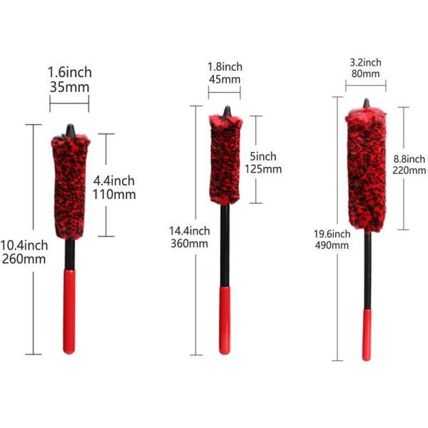Venta caliente de 3 piezas de microfibra para limpieza de ruedas para automóviles