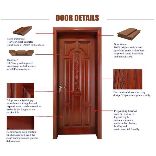 Oak Veneer Solid Wood Internal Doors 205cm Height Pine Wood Flush Door