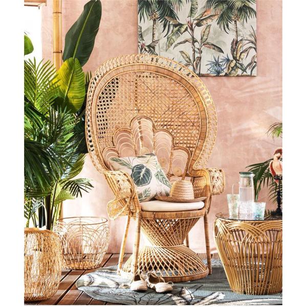 Wooden Rattan Arm Chair Outdoor Wicker Peacock Furniture