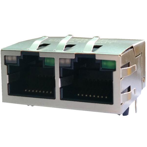 1840506-6 1X2 Multi-port RJ45 Modular Jack Gigabit Circuit Shelded With Leds