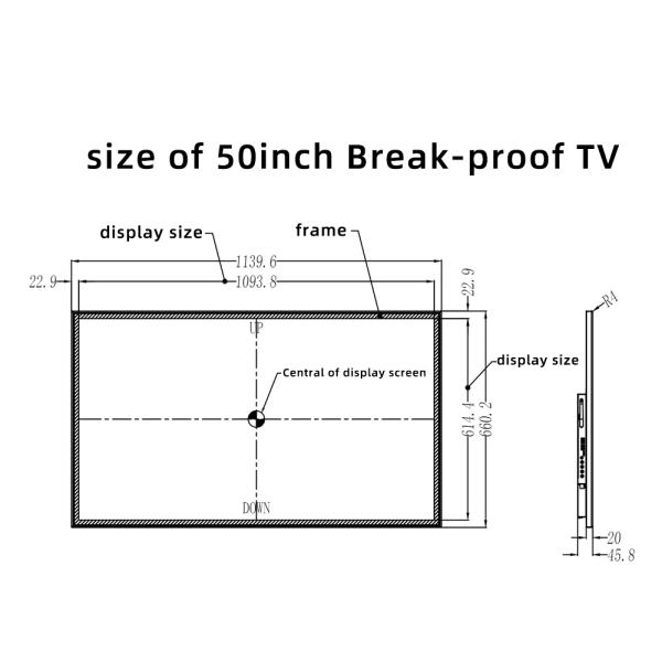 50 Inch A Grade LCD Screen OEM/ODM 2K/4K Ultra HD Smart TV - Shatterproof Design with Metal Frame & 4mm Tempered Glass