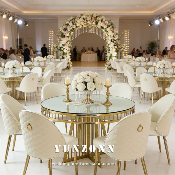 2026 New Stainless Steel Mesh Wedding Round Table for Banquets and Events Durable Metal Event Table